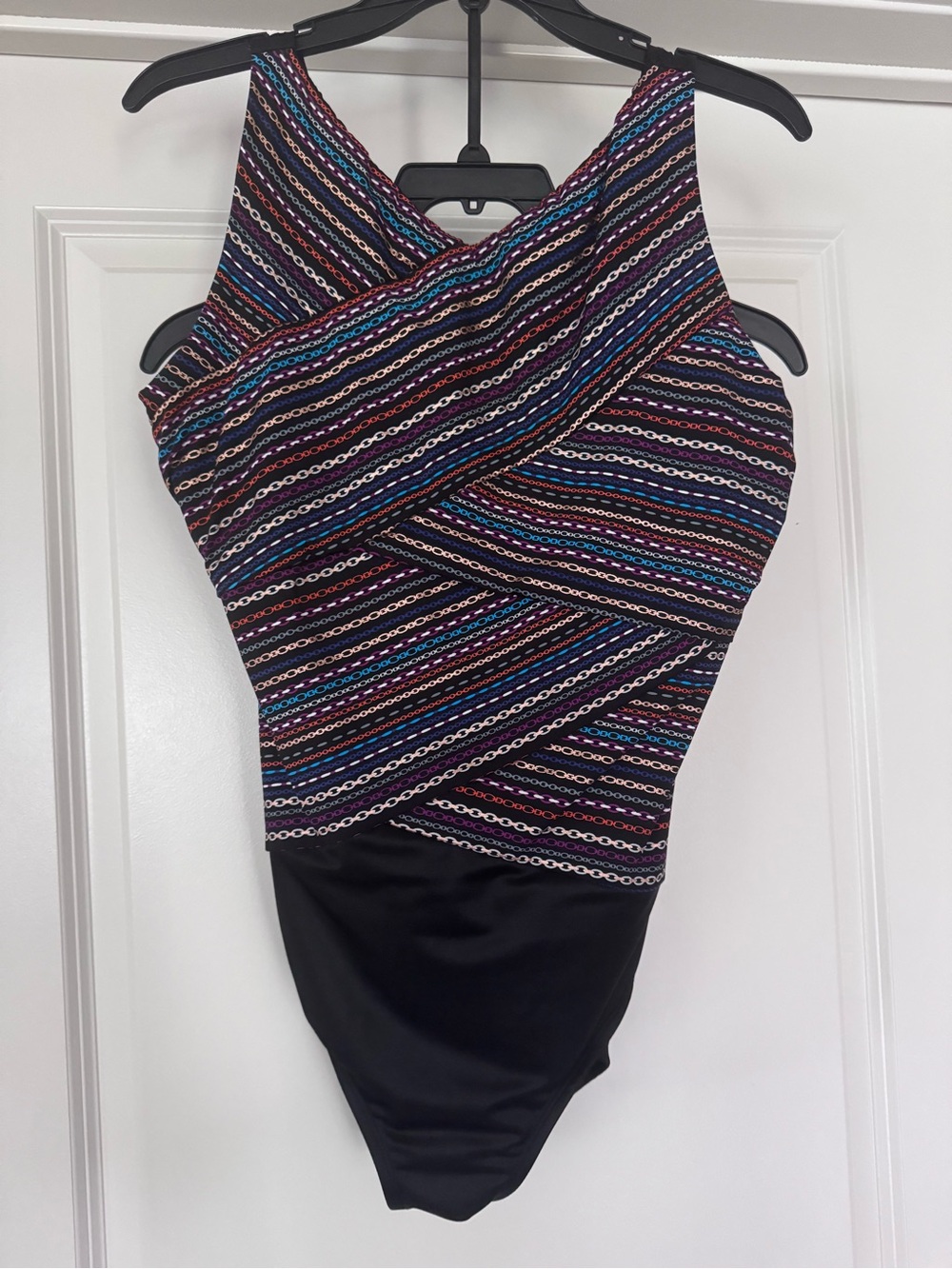 Miraclesuit Multicolor Striped & Black One-Piece Swimsuit Underwired bra DD